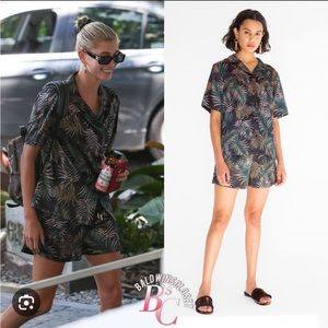 Kith palm leaf satin shirt shorts set